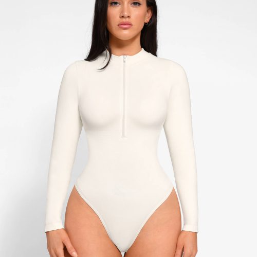 FeelinGirl Seamless Long Sleeve Zipper Thong Bodysuit 2