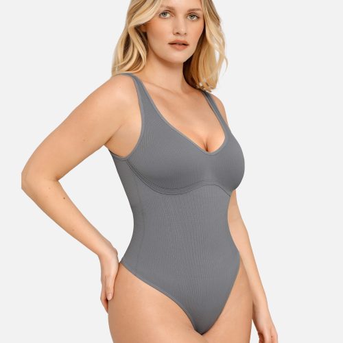 FeelinGirl Tummy Control Slimming V Neck Thong Bodysuits GY1 5