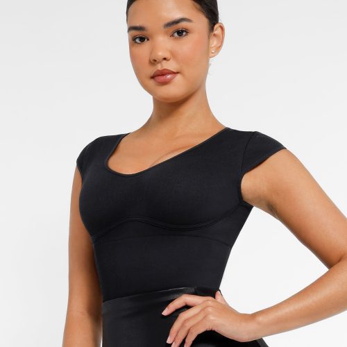 Feelingirl Bodysuit Tummy Control Shapewear Body Shaper Jumpsuit Top Going Out Shirt BK1