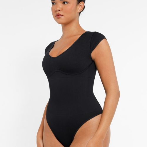 Feelingirl Bodysuit Tummy Control Shapewear Body Shaper Jumpsuit Top Going Out ShirtBK1 2