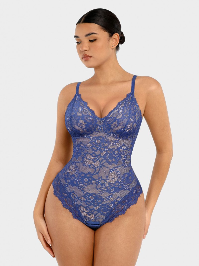 Feelingirl Lace V Neck Full Bodysuit BU7f 6