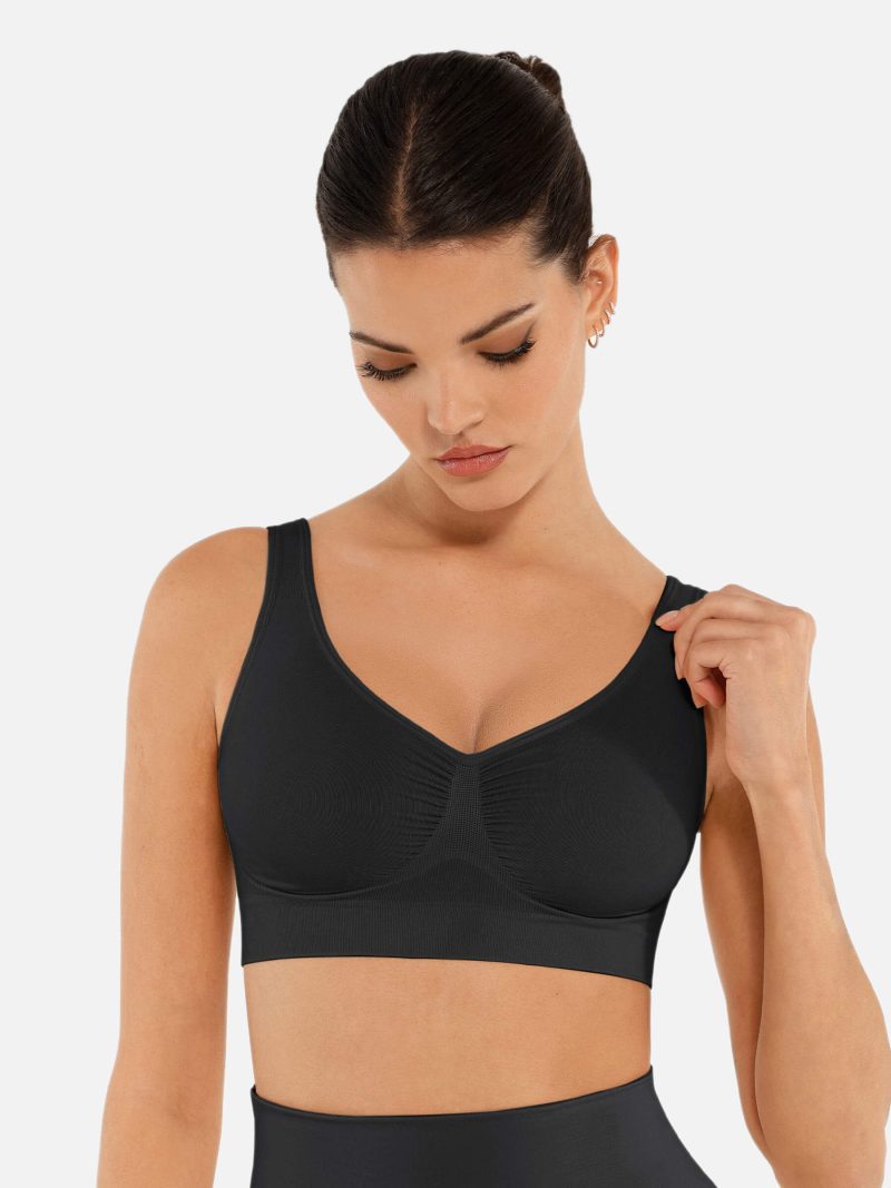 Feelingirl No Underwire Seamless Wide Straps Everyday Bra BK1 4