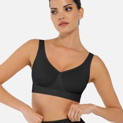 Feelingirl No Underwire Seamless Wide Straps Everyday Bra BK1 5