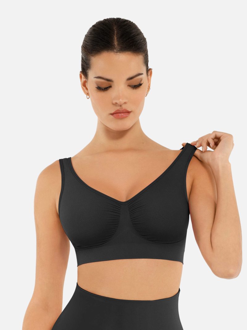 Feelingirl No Underwire Seamless Wide Straps Everyday Bra BK1 8