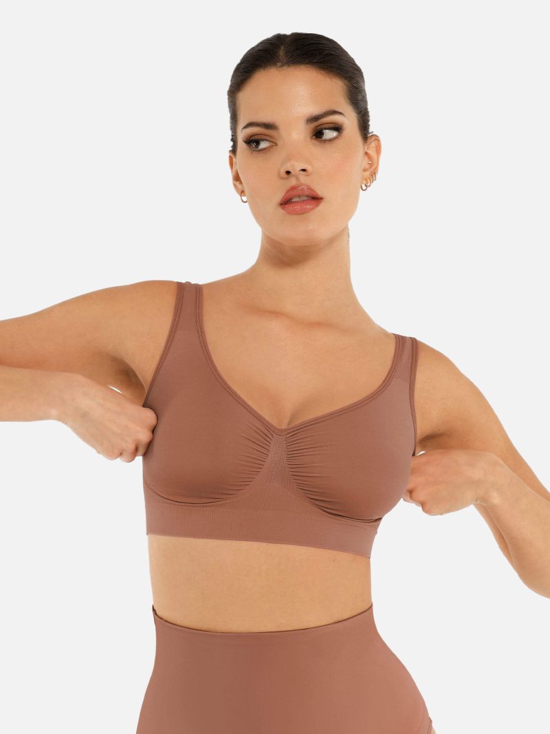 Feelingirl No Underwire Seamless Wide Straps Everyday Bra BN7 1