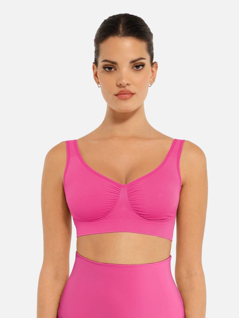 Feelingirl No Underwire Seamless Wide Straps Everyday Bra PK5 6