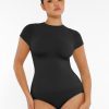 Feelingirl-SeamlessButtery-Soft Tummy-Control High-Waisted Sculpting Hip Bodysuit with Easy-Closure - Black