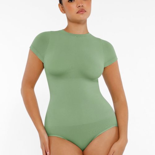 Feelingirl-SeamlessButtery-Soft Tummy-Control High-Waisted Sculpting Hip Bodysuit with Easy-Closure -Green