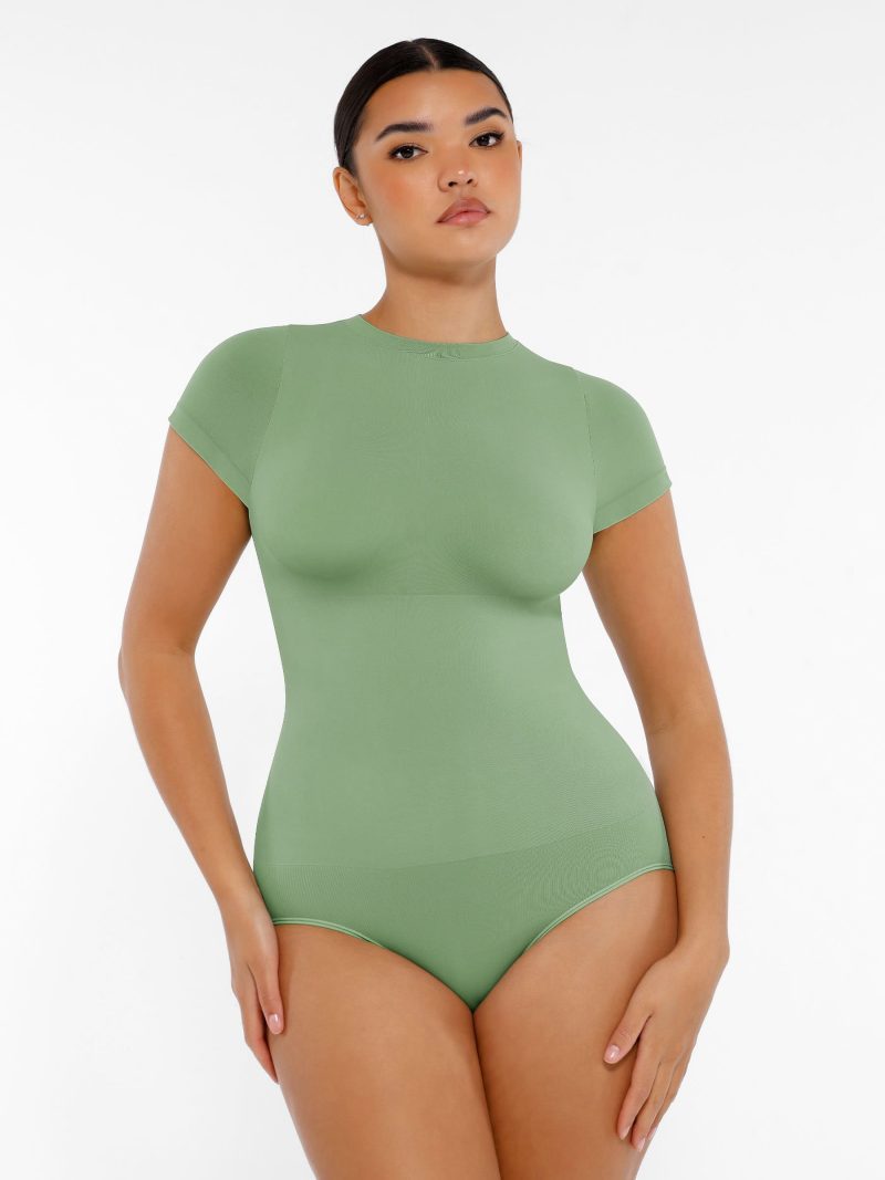 Feelingirl-SeamlessButtery-Soft Tummy-Control High-Waisted Sculpting Hip Bodysuit with Easy-Closure -Green