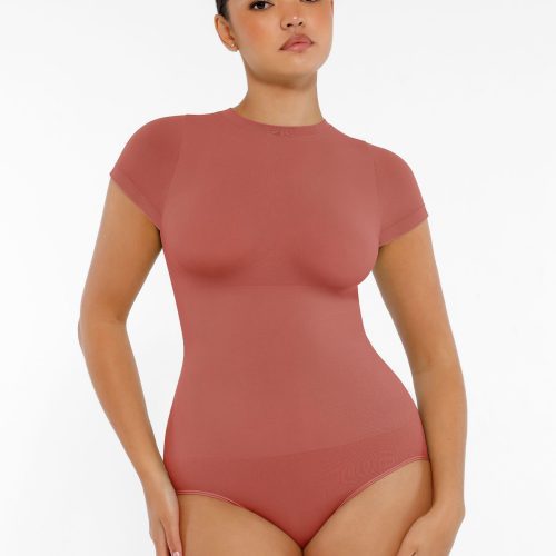 Feelingirl-SeamlessButtery-Soft Tummy-Control High-Waisted Sculpting Hip Bodysuit with Easy-Closure - Red