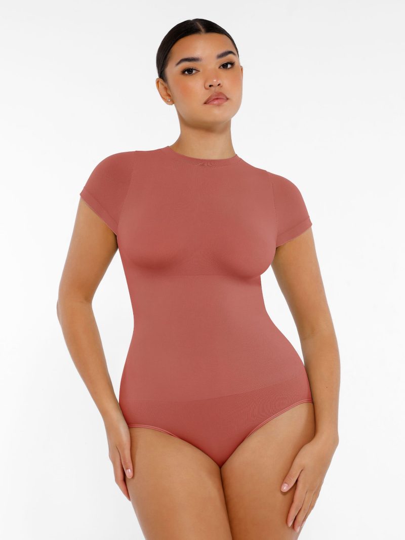 Feelingirl-SeamlessButtery-Soft Tummy-Control High-Waisted Sculpting Hip Bodysuit with Easy-Closure - Red