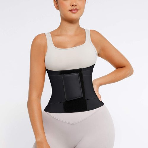 Feelingirl Resilience Perspire Belt - 3-Belt Design Tummy Control Waist Trainer - Black