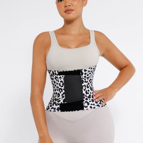 Feelingirl Triple Wrap Tummy Control Waist Trainer Belt - High Compression Shapewear - White Leopard