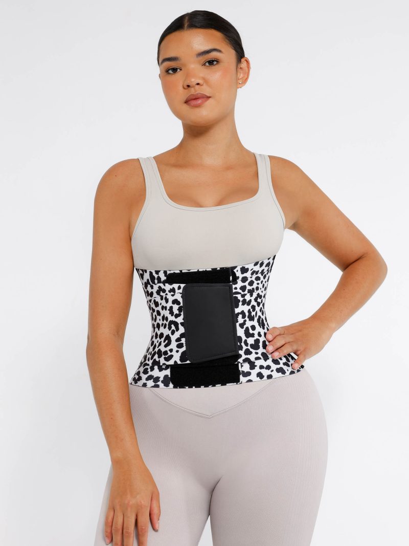 Feelingirl Triple Wrap Tummy Control Waist Trainer Belt - High Compression Shapewear - White Leopard