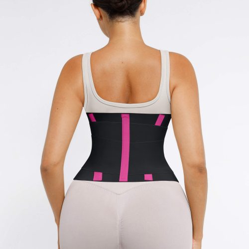 Feelingirl Triple Wrap Tummy Control Waist Trainer Belt - High Compression Shapewear - Rose Red