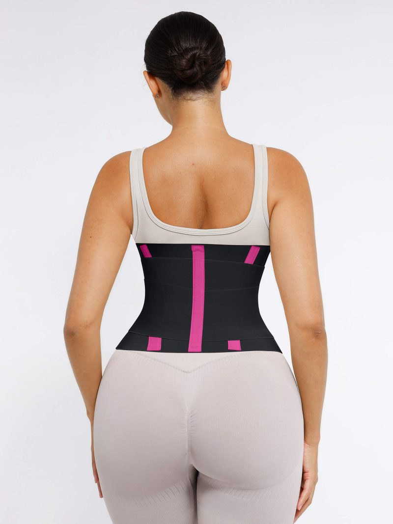 Feelingirl Triple Wrap Tummy Control Waist Trainer Belt - High Compression Shapewear - Rose Red