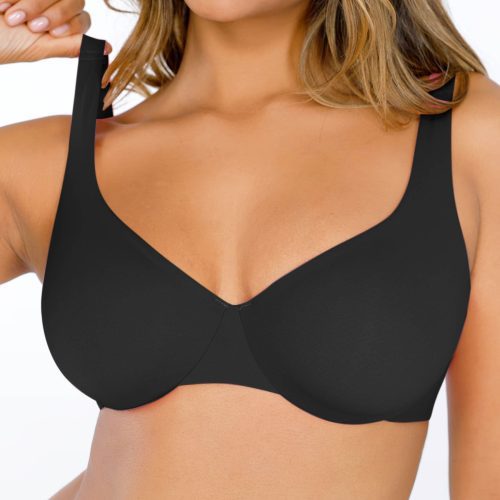 Feelingirl Underwire Adjustable Deep V neck Bra BK1f 2