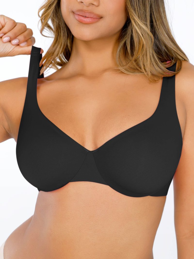 Feelingirl Underwire Adjustable Deep V neck Bra BK1f 2