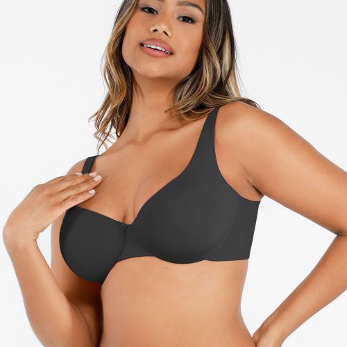 Feelingirl Underwire Adjustable Deep V neck Bra BK1f 4