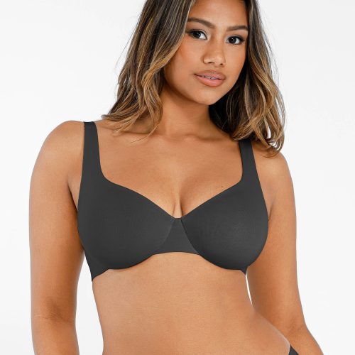 Feelingirl-Deep-V-Push-Up-with-Triple-Layer-Seamless-Design-Side-Support-&-Wide-Adjustable-Straps-Bra-Black