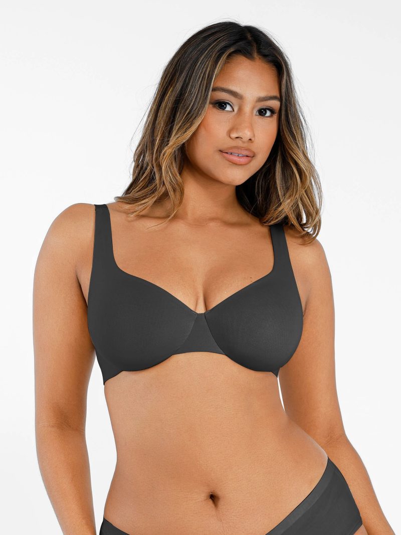 Feelingirl-Deep-V-Push-Up-with-Triple-Layer-Seamless-Design-Side-Support-&-Wide-Adjustable-Straps-Bra-Black