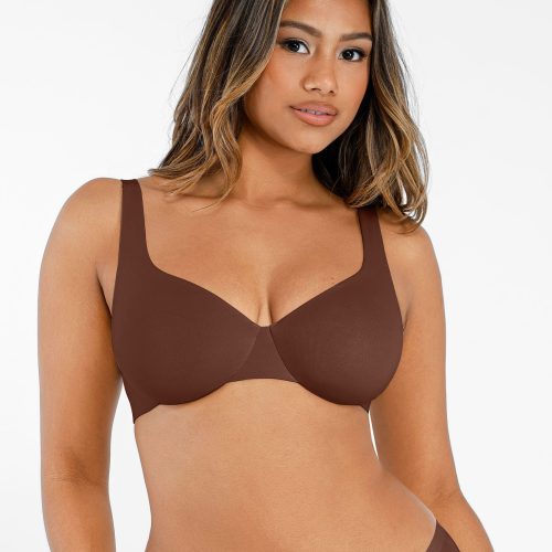 Feelingirl-Deep-V-Push-Up-with-Triple-Layer-Seamless-Design-Side-Support-&-Wide-Adjustable-Straps-Bra-Brown