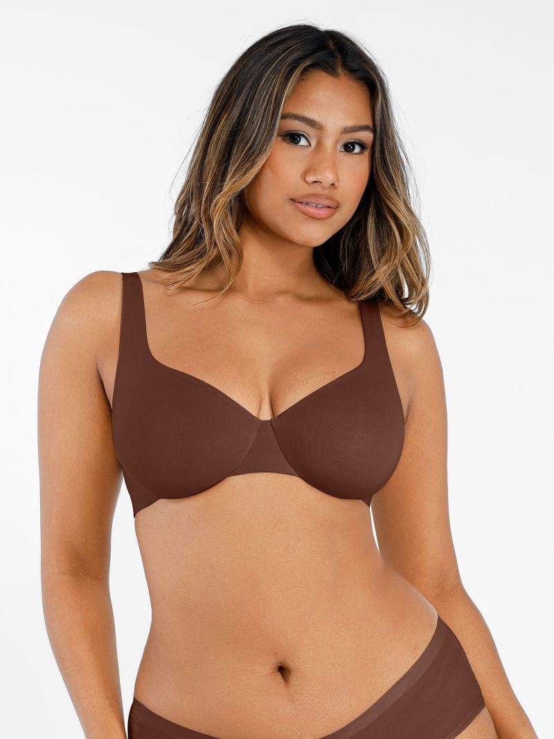 Feelingirl-Deep-V-Push-Up-with-Triple-Layer-Seamless-Design-Side-Support-&-Wide-Adjustable-Straps-Bra-Brown