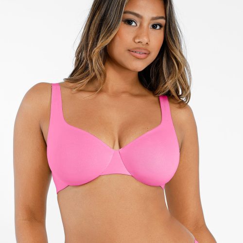 Feelingirl-Deep-V-Push-Up-with-Triple-Layer-Seamless-Design-Side-Support-&-Wide-Adjustable-Straps-Bra-Pink