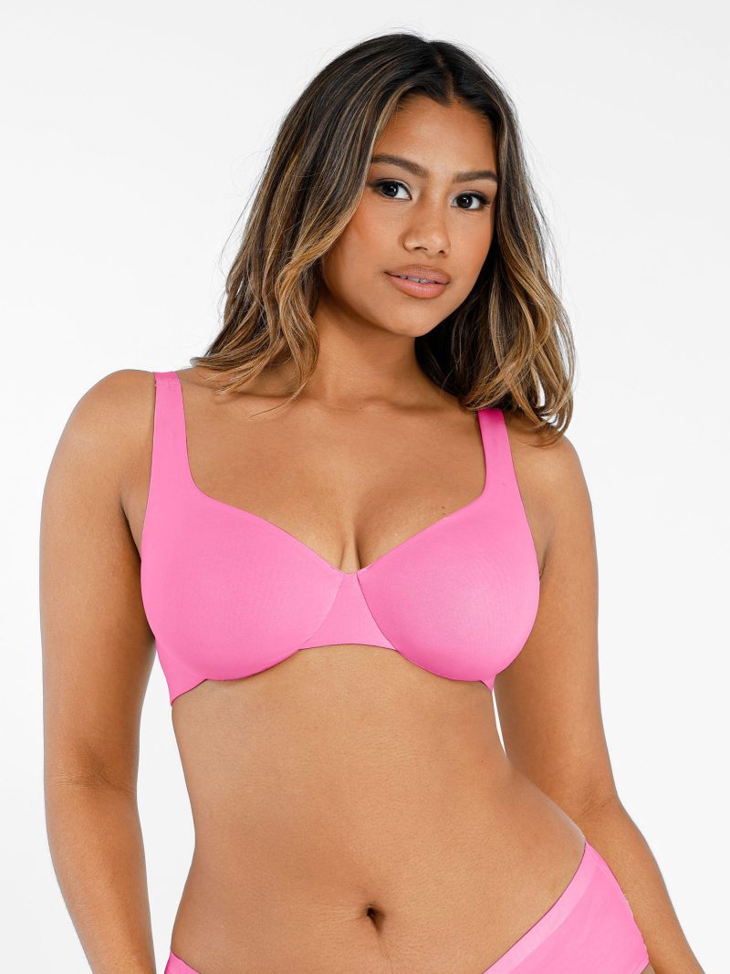 Feelingirl-Deep-V-Push-Up-with-Triple-Layer-Seamless-Design-Side-Support-&-Wide-Adjustable-Straps-Bra-Pink