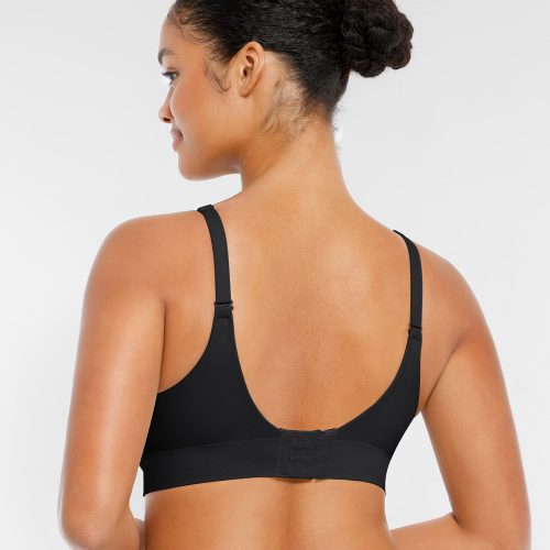 Feelingirl Wireless Seamless Push Up V Neck Bra Black 3