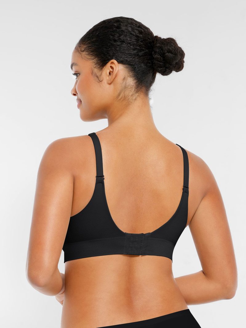 Feelingirl Wireless Seamless Push Up V Neck Bra Black 3