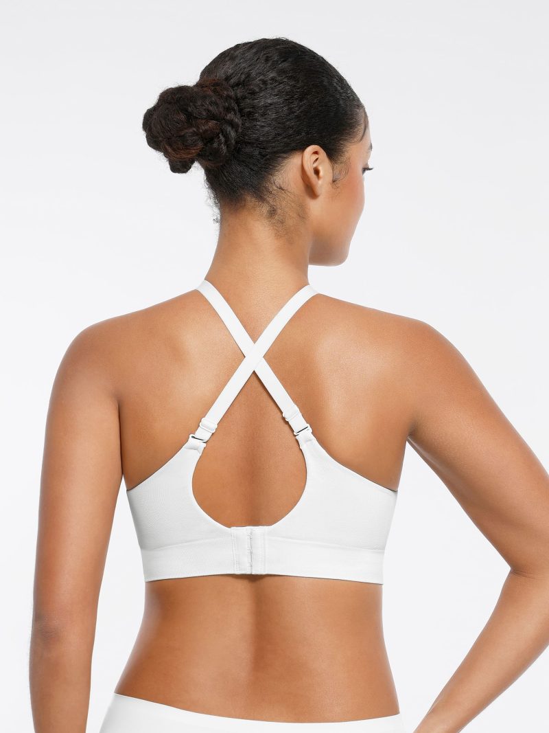 Feelingirl Wireless Seamless Push Up V Neck Bra White 4