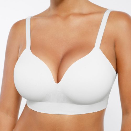 Feelingirl Wireless Seamless Push Up V Neck Bra White 6