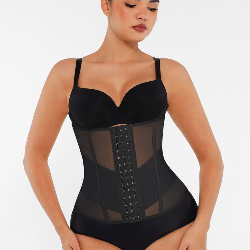 Feelingirl Women's Waist Trainer - High-Waisted Tummy Control Shapewear with Back Support - Black