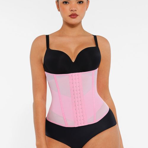 Feelingirl Women's Waist Trainer - High-Waisted Tummy Control Shapewear with Back Support - Pink