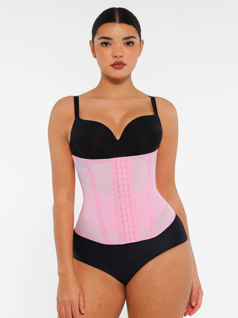 Feelingirl Women's Waist Trainer - High-Waisted Tummy Control Shapewear with Back Support - Pink