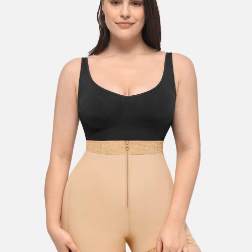 FeelingirlHighWaistZipperHipLiftLaceShorts 4