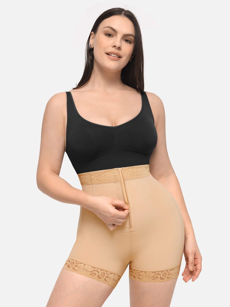 FeelingirlHighWaistZipperHipLiftLaceShorts 8