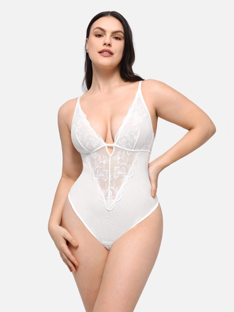 Feelingirl Sculpting Lace Shapewear Thong Bodysuit