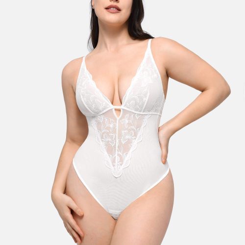 Feelingirl Sculpting Lace Shapewear Thong Bodysuit