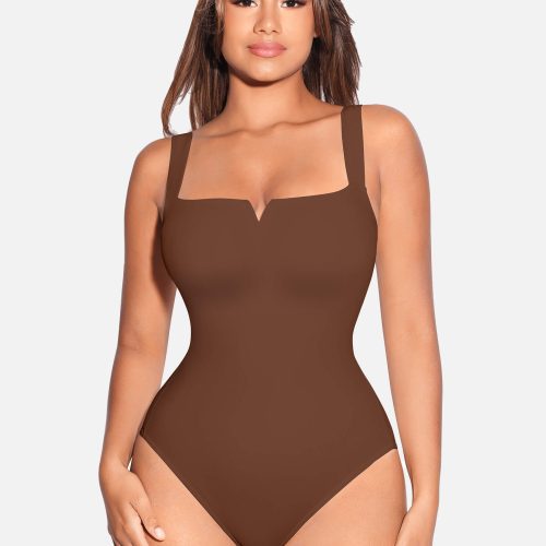 FeelingirlSquareCollarElasticOuterwearShapeBodysuit 12