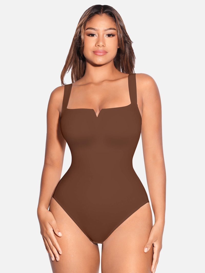 FeelingirlSquareCollarElasticOuterwearShapeBodysuit 12