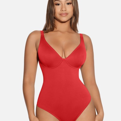 FeelingirlVNeckTummyControlThongBodysuit 1