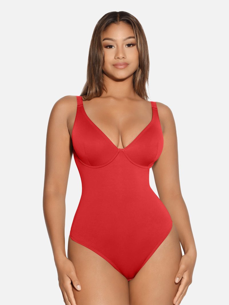 FeelingirlVNeckTummyControlThongBodysuit 1