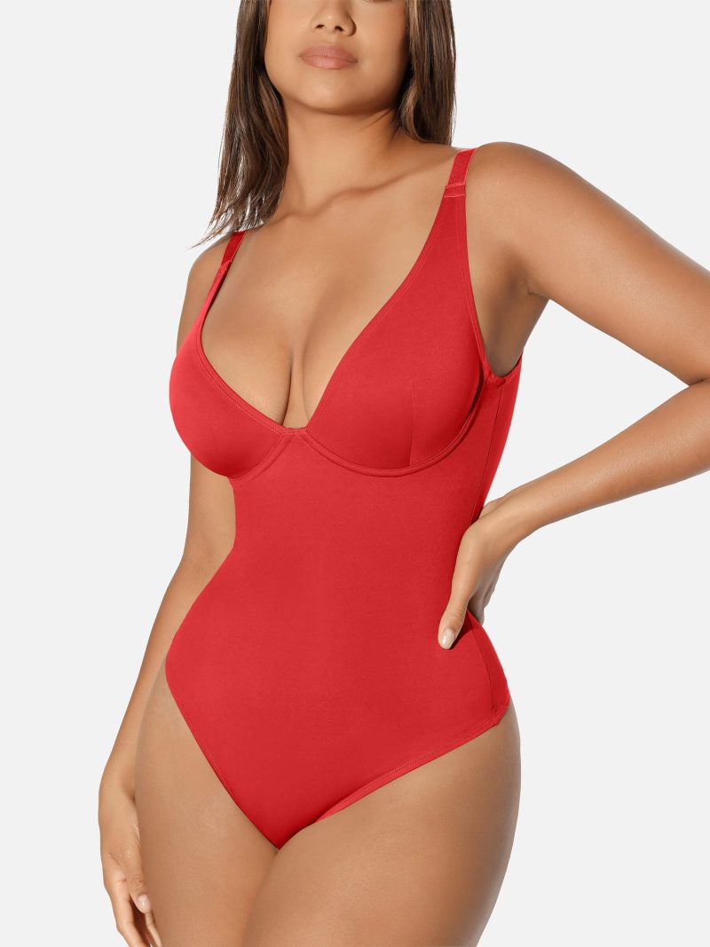 FeelingirlVNeckTummyControlThongBodysuit 4