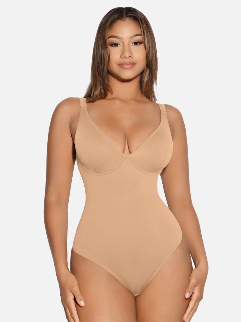 FeelingirlVNeckTummyControlThongShapewear 6