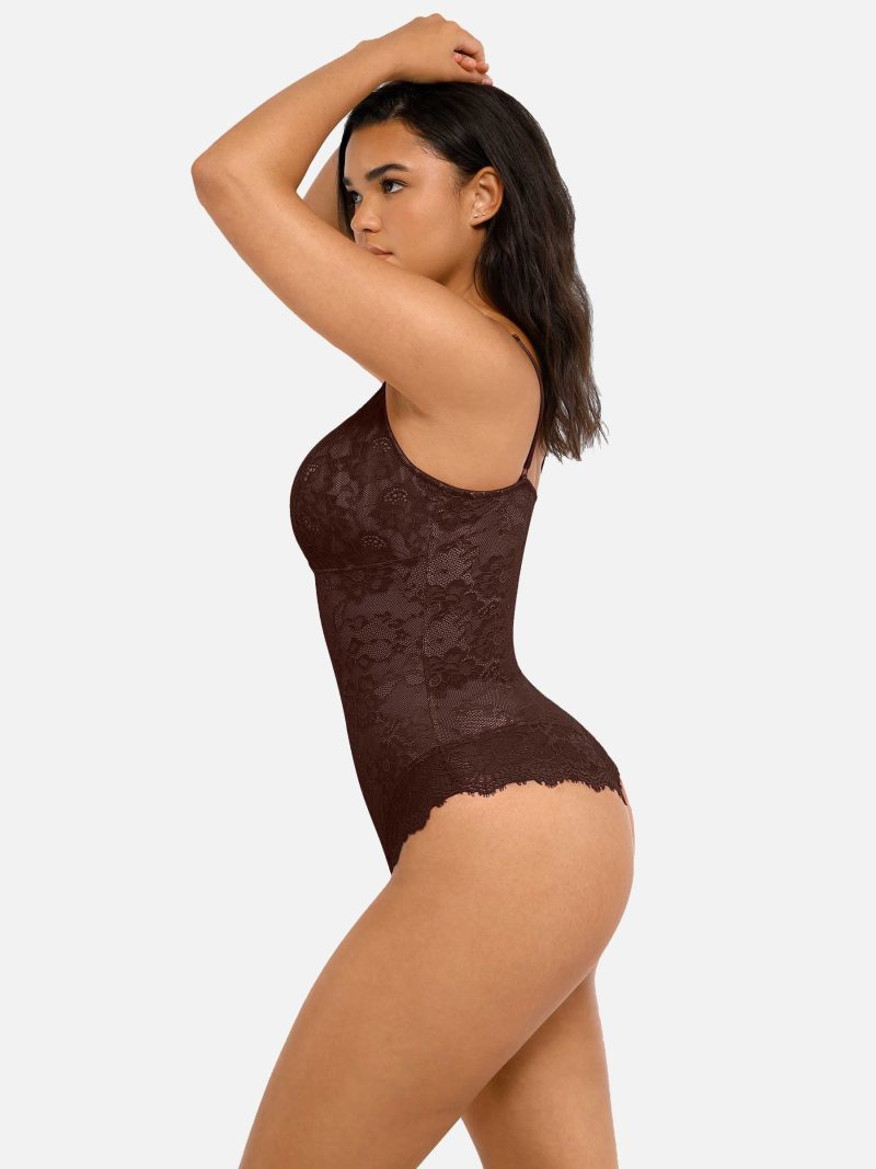 Feelingirl Lace V Neck Full Bodysuit 2