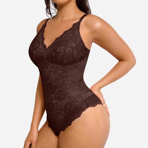 Feelingirl Lace V Neck Full Bodysuit 5