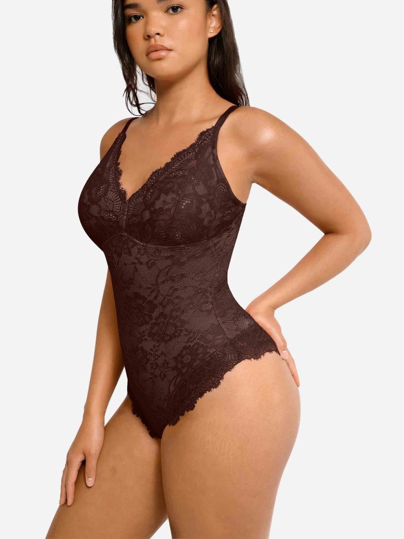 Feelingirl Lace V Neck Full Bodysuit 5