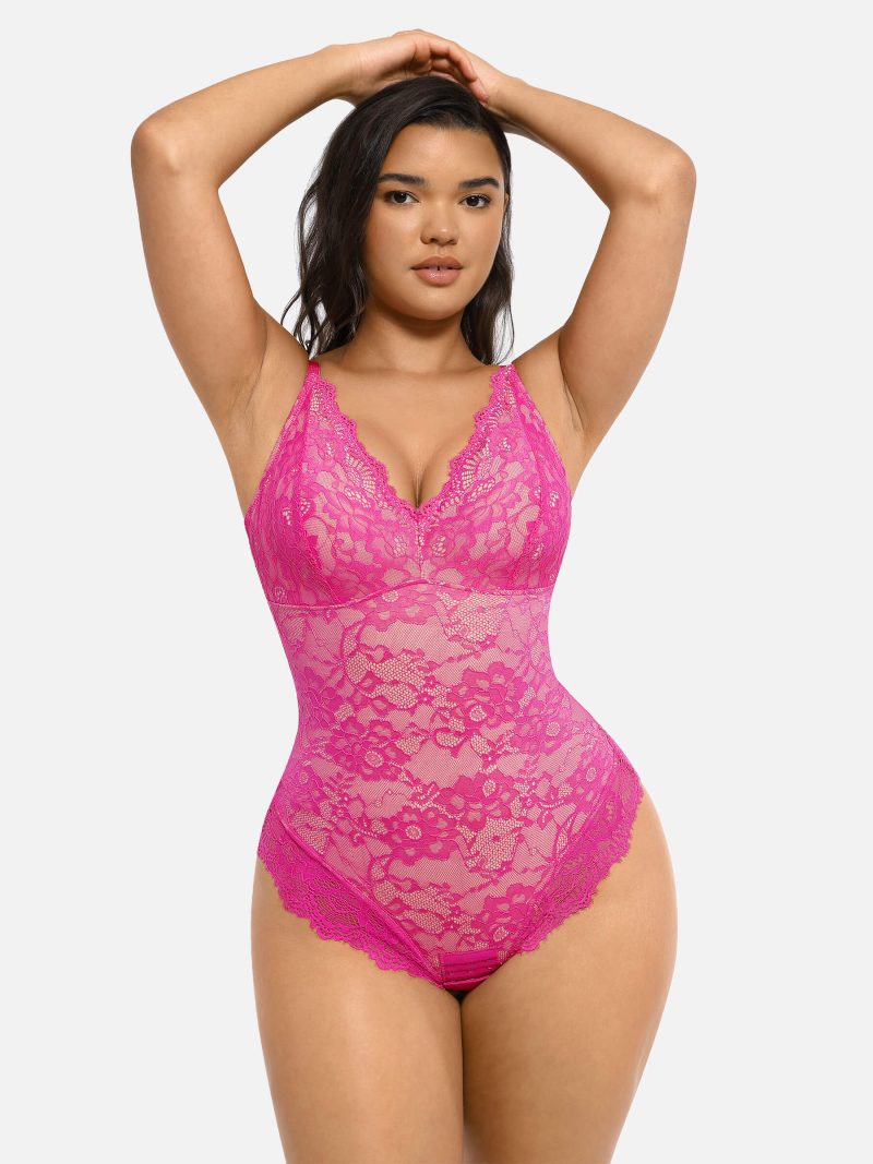 Feelingirl Lace V Neck Full Bodysuit Underwear 2